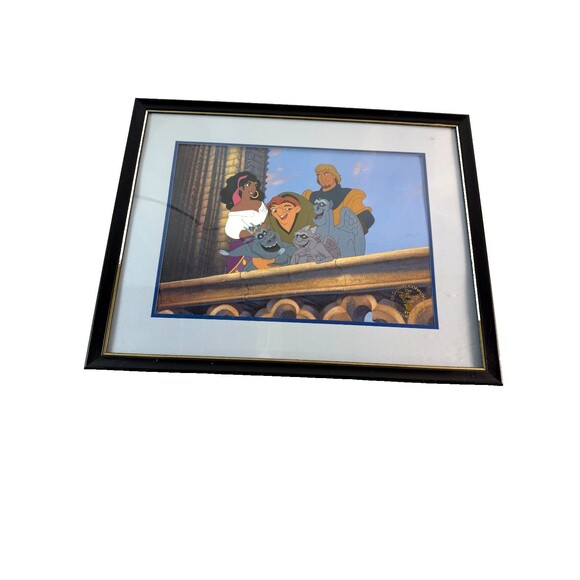 Disney Lithograph Print The Hunchback of Notre Dame Black Frame - Picture 1 of 3